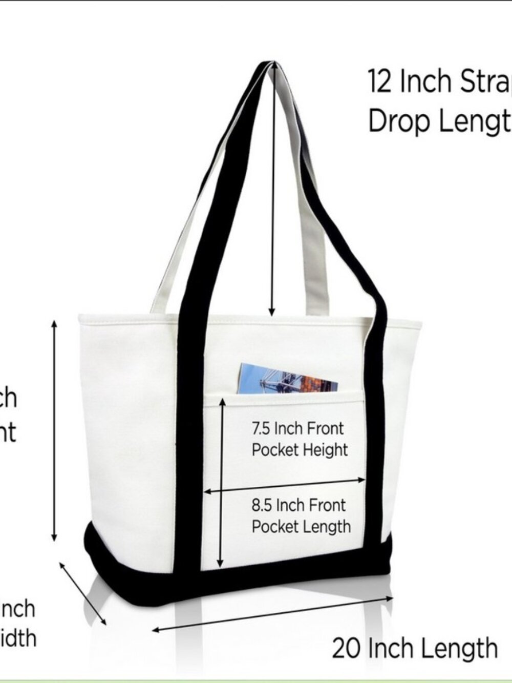 Medium Personalized Tote Bag Monogram Letter T in Black - Picture 3 of 6